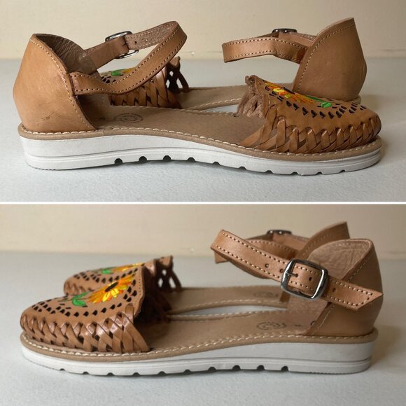 New Fatima Artesanias Huaraches Girasol Sunflower Sandals Size MX 26 US 9 - Picture 3 of 16